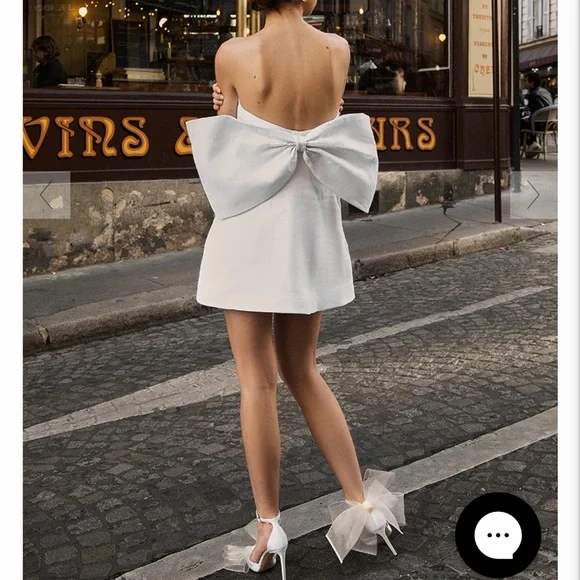 DISSH white linen bow back dress, size 4